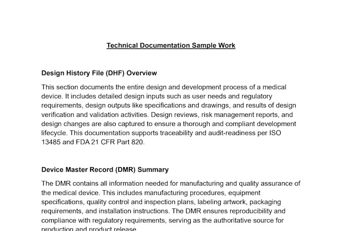 technical documentation for medical devices
